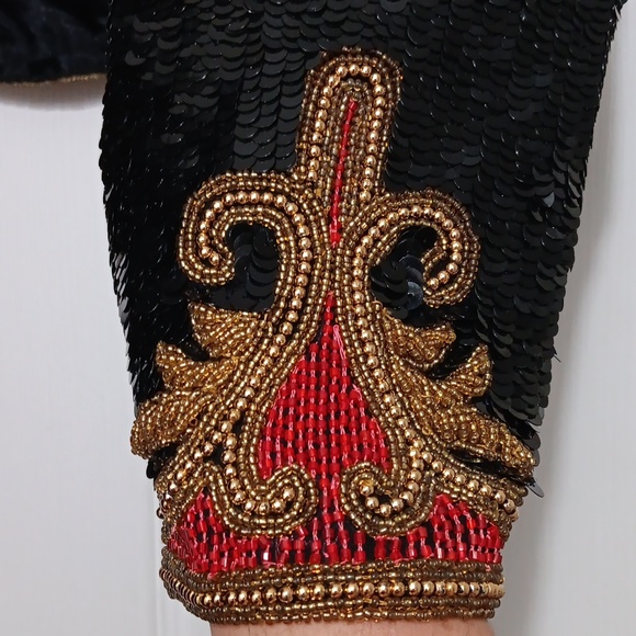 Vintage Silk Embellished Sequins Jacket - Picture 9 of 16